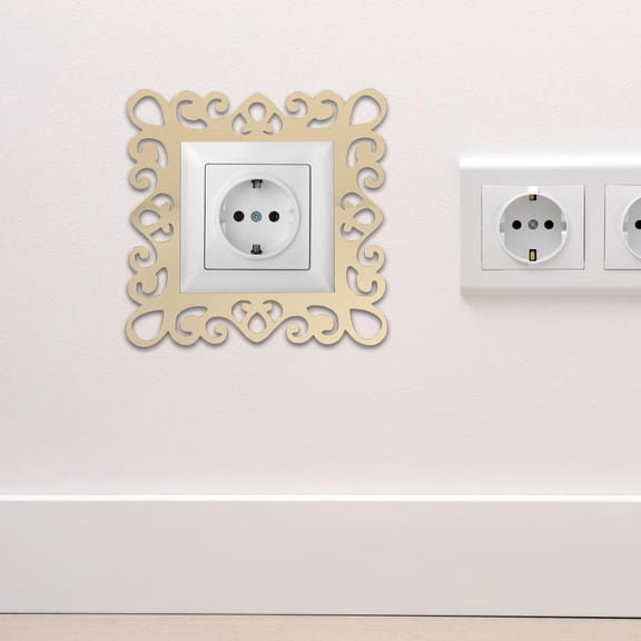 BESTYASH 4Pcs Stable Acrylic Golden Mirror Switch Surround Covers Self Adhesive Decorative Wall Socket Frames