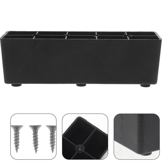 BESTYASH Plastic Bed Risers Black for Furniture Stability and Storage Space 4Pcs