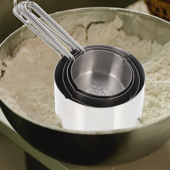 BESTYASH 4-Piece Stainless Steel Measuring Cups Set for Kitchen Baking with Clear, Easy-to-Read Scale Markings