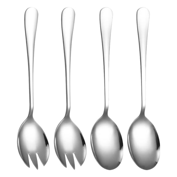 BESTYASH 4Pcs Stainless Steel Salad Fork and Spoon Set Modern Design Dishwasher Safe