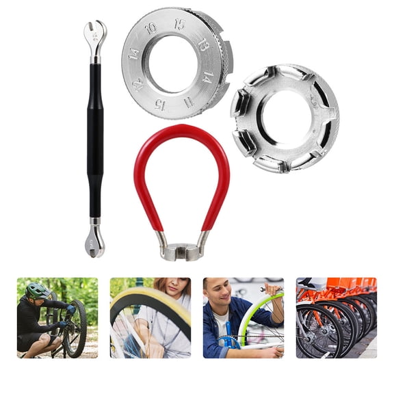 BESTYASH 4Pcs Steel Bike Rim Correct Kit with Spoke Wrench Tools for Cycling Wheel Maintenance