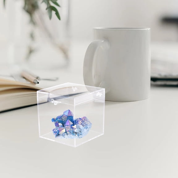 BESTYASH 4Pcs Transparent Display Box Square Cube Storage Containers with Smooth Edges for Treats and