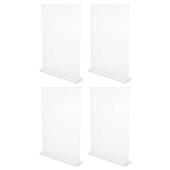 BESTYASH 4-Pack Clear Acrylic Display Stands for Tabletop Signage, Modern Sleek Design, Transparent Holders