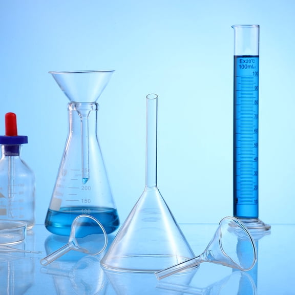BESTYASH Laboratory Glass Funnels Set of 4, Transparent with High Chemical Resistance and Heat Durability for Lab Use