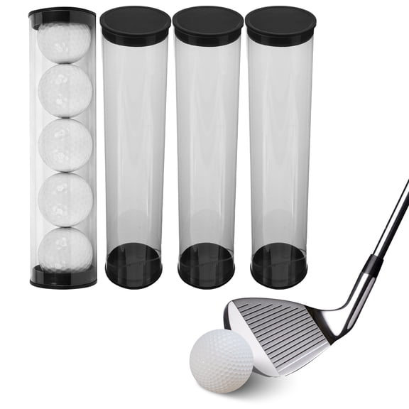 BESTYASH 4Pcs Transparent Golf Ball Display Tubes for Travel and Practice with Antirolling Design