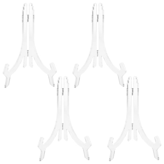 BESTYASH 4Pcs Clear Plastic Plate Display Stands Adjustable Easels for Tabletop Decor