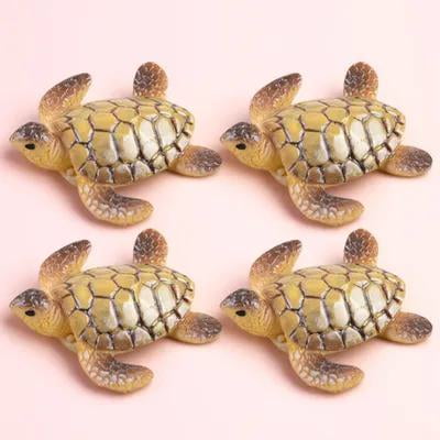 BESTYASH 4Pcs Turtle Model Craft for Fish Tank Ornament and Landscape Adornment