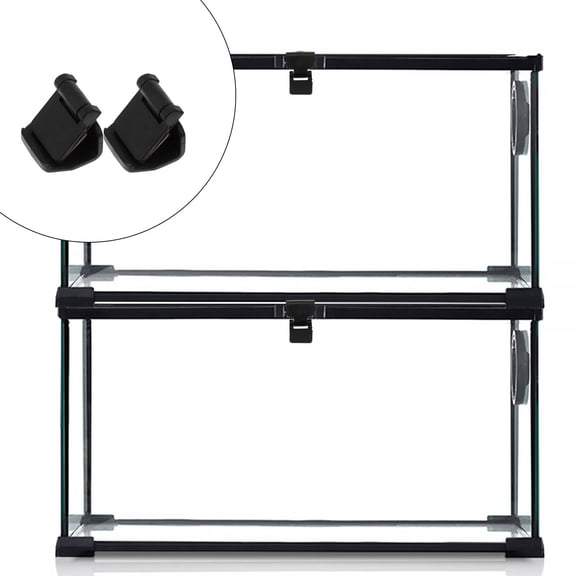 BESTYASH 4Pcs Turtle Terrarium Buckle Black Glass Tank Latch Reptile Feeding Box Anti Escape Lock