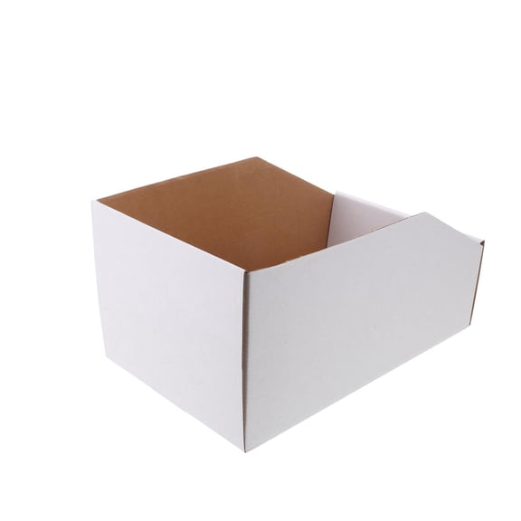 BESTYASH 4Pcs White Cardboard Storage Boxes Slanted Organizer Bins for Efficient Warehouse Inventory Sorting