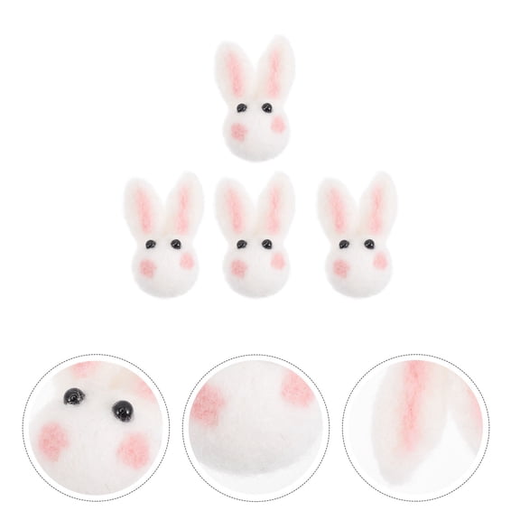 BESTYASH 4Pcs White Felt Bunny Brooch Easter Clothes Decor Pin Elegant and Durable Accessory