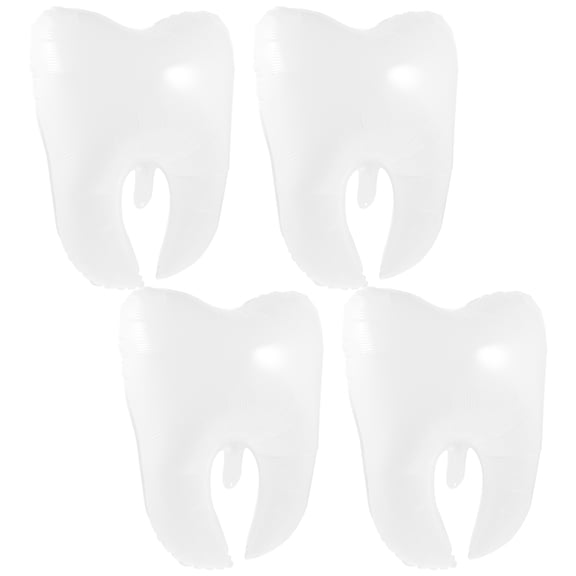 BESTYASH 4Pcs White Tooth Shaped Balloons Decorative Inflatable Balloons for Party Favor and Photo Props