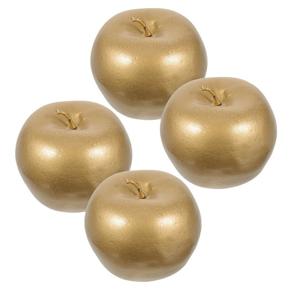 BESTYASH 4Pcs Artificial Plated Gold Apples Plastic Decorative Fruits for Home Party Holiday Decor