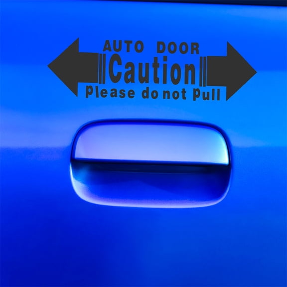 BESTYASH 4pcs Black Caution Automatic Door Stickers PVC Easy Installation Vehicle Use