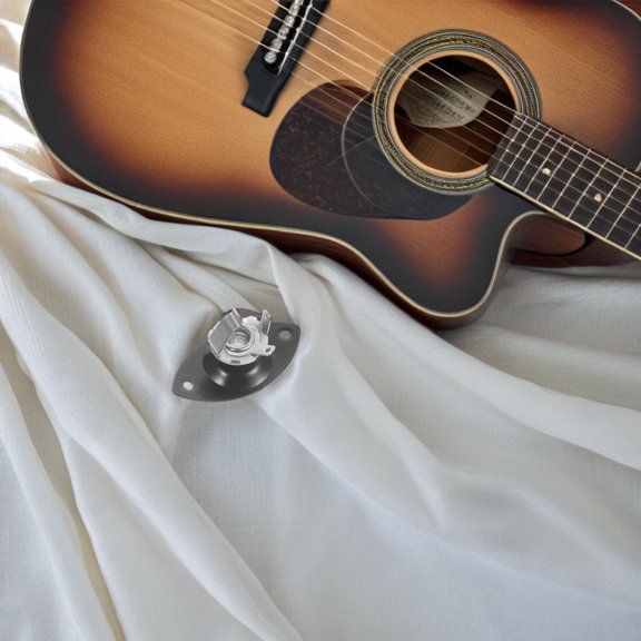 BESTYASH 4pcs Black Metal Guitar Input Output Plate Oval For Universal Compatibility In Music Creation