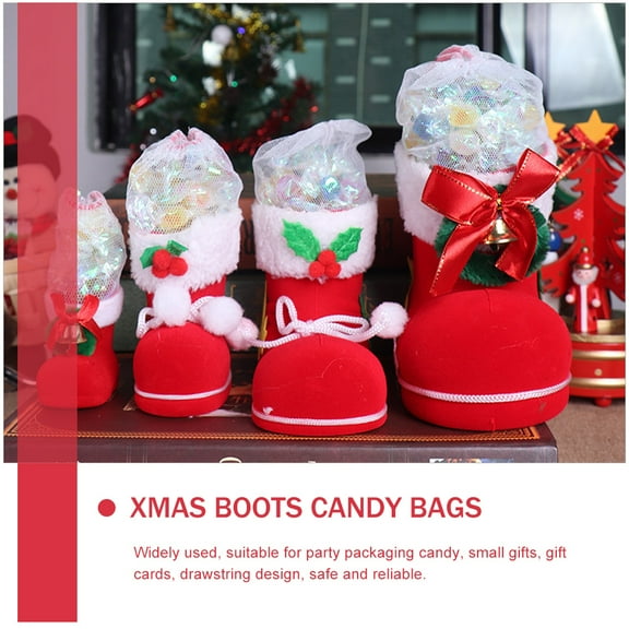 BESTYASH 4pcs Candy Bags for Party Christmas Candy Boot Bags Plastic Packaging For Room Decor