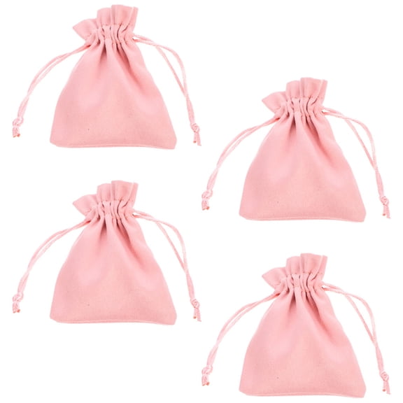 BESTYASH Lovely Pink Flannel Drawstring Bags for and Candy Storage 4Pcs