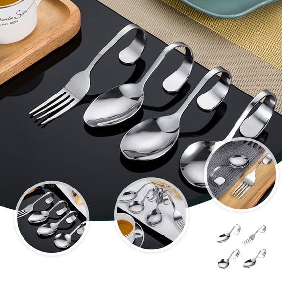 BESTYASH 4pcs Practical Design Spoons Stainless Steel Serving Caviar Families Home Daily Use