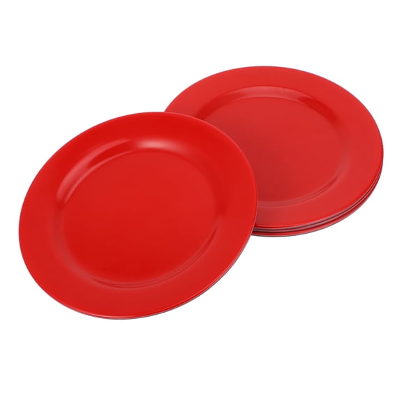 BESTYASH 4Pcs Red Reusable Plastic Plates with Lightweight Design for Serving