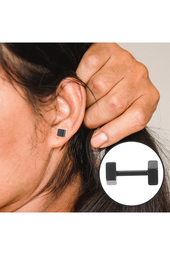 5 Pairs Cool Earrings Black Titanium Steel Sleek Design Daily Wear for Casual Outfit