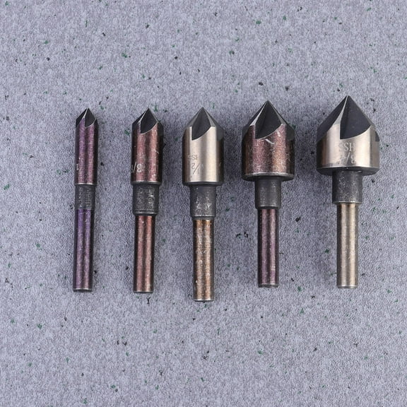 BESTYASH 5 Pcs HSS Deburring Bit Countersink Drill Tool for Chamfering Plastic Aluminum Wood Boards Assorted Color
