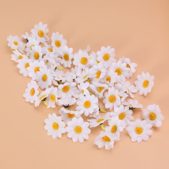BESTYASH 500Pcs Decorative White Artificial Daisy Heads Silk Flowers for Birthday Office Home Decor