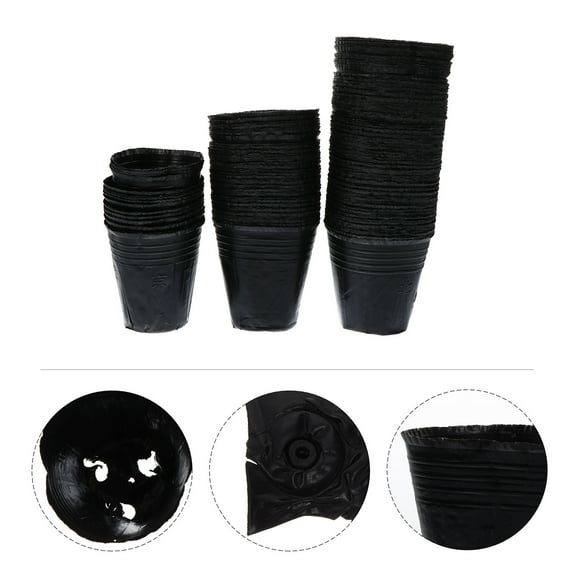BESTYASH 500Pcs Gardening Planter Pot for Growth with Black PE Plastic Nursery