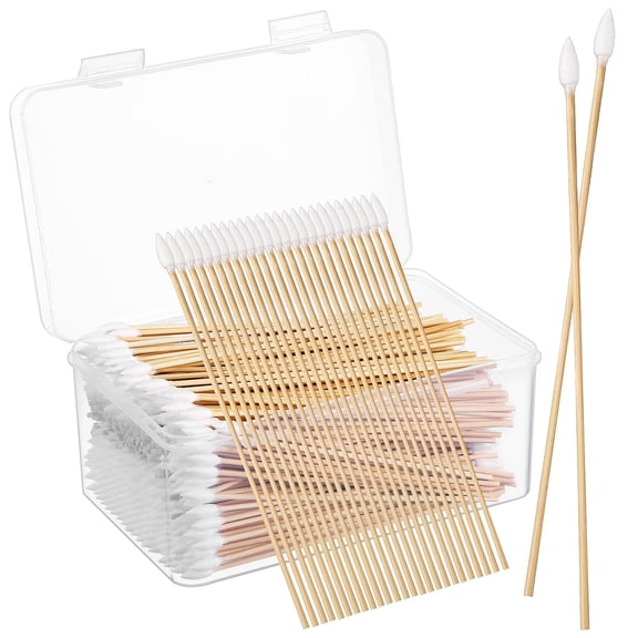 BESTYASH 500pcs Pointed Cotton Swabs, Khaki Cotton Buds for Makeup , Travel Beauty and Cleaning