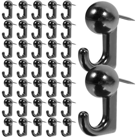 BESTYASH 50Pcs Black Decorative Thumb Tacks Multipurpose Pushpins for Message Board