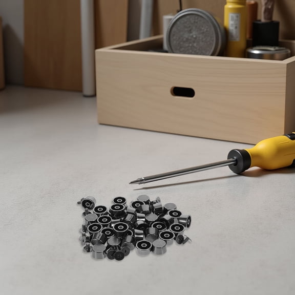 BESTYASH 50Pcs Black Metal Purse Feet Flathead Studs Screw Back Rivets for Bag Bottom Wear Resistance