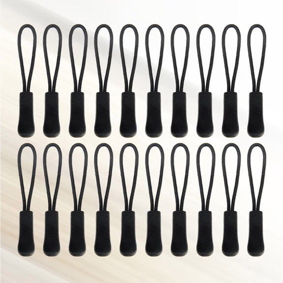BESTYASH 50Pcs Black Zipper Pull Head Rope Sturdy Cord for Clothing Luggage Bag and Handbag Replacement