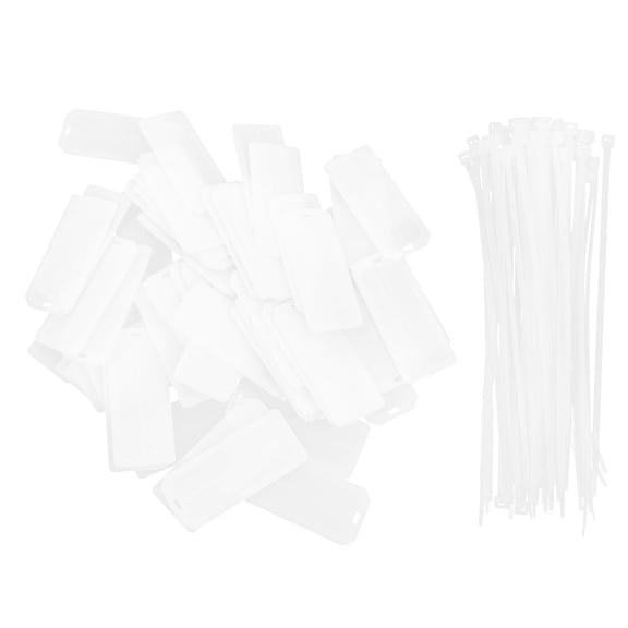 BESTYASH 50Pcs Cable Tags White ABS Cable Identifier with Writable Surface for Cord and Wire Labeling