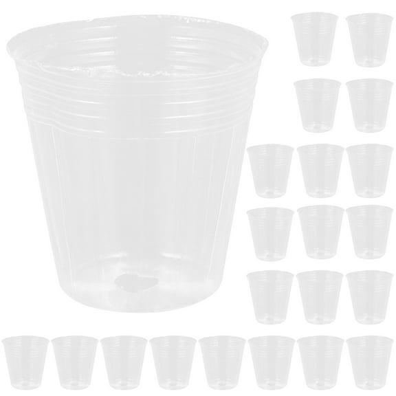 BESTYASH 50Pcs Clear Plant Pots with Drainage Suitable for Small Medium Plants Practical Plastic