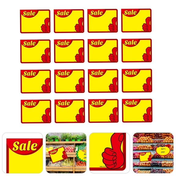 BESTYASH 50Pcs Commodity Price Signs Yellow Paper Labels for Market Shop Advertising