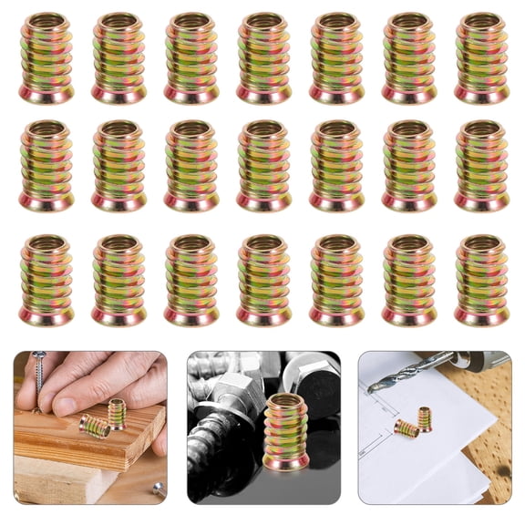 BESTYASH 50Pcs Easy to Install Screw in Threaded Inserts for Hardwood Furniture Connectors