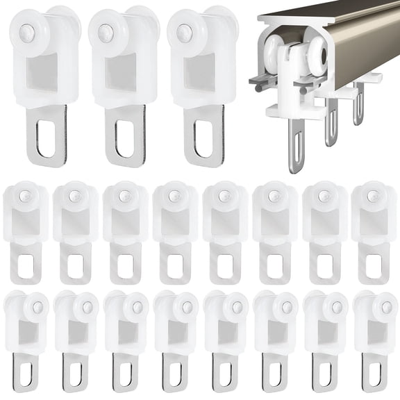 BESTYASH 50Pcs Heavy Duty White Curtain Track Roller and Glider with Rust Resistant Durable Material
