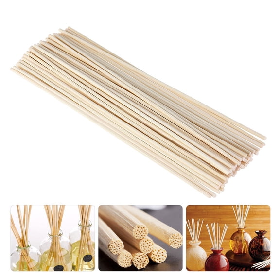 BESTYASH 50Pcs Oil Diffuser Rattan Reed Sticks Wood Color for Aromatic Air Freshening Indoors