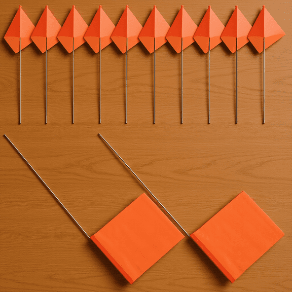 BESTYASH 50Pcs PVC Lawn Marking Flags with Sturdy Poles for Surveying and Construction Use