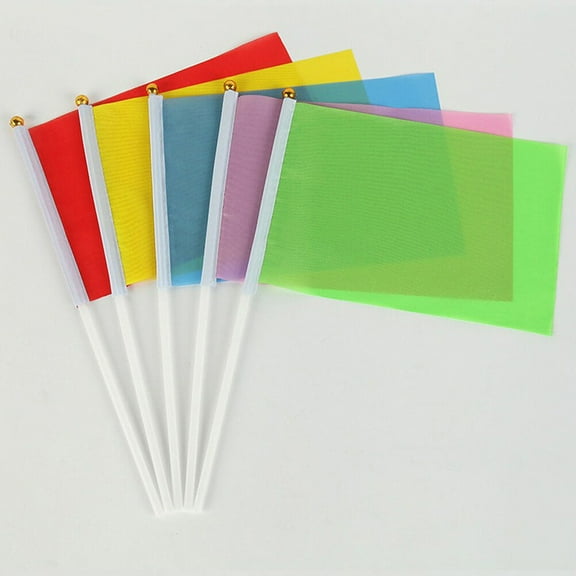 BESTYASH 50Pcs Party Banner Yellow Handheld Square Flag Durable Polyester Material