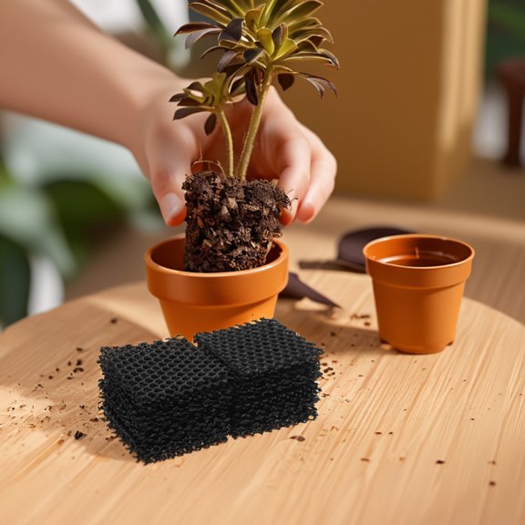 BESTYASH 50Pcs Plant Pot Drainage Mesh Pads Black Plastic Grid for Soil Retention