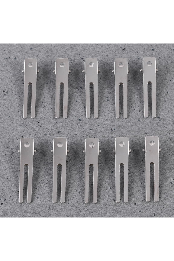 50Pcs Plated Silver Metal Double Prong Hair Clips Alligator Clips for Styling