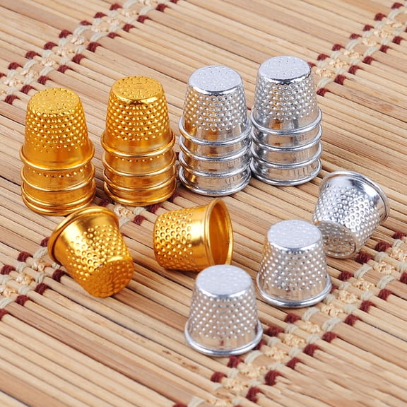 BESTYASH 50Pcs Plated Silver Metal Sewing Thimble Durable Finger Protector for Hand Sewing and Embroidery