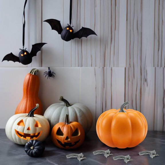 BESTYASH 50Pcs Realistic Grey Foam Pumpkin Stems for Crafts Easy Installation Faux Stems for Fall Decor