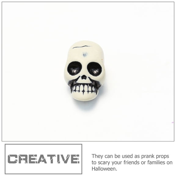 BESTYASH 50Pcs Resin Skull Head Figurines White Decor for Haunted House Prank Props