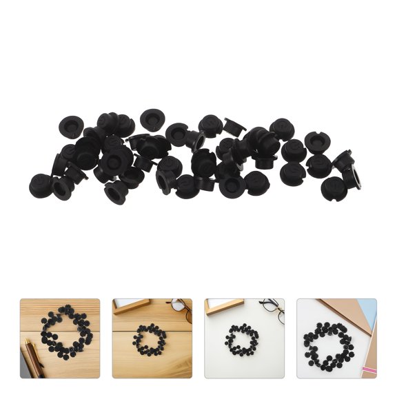 BESTYASH 50Pcs Black Round Silicone Pushbutton Caps for Electronics Remote Control Repair Parts
