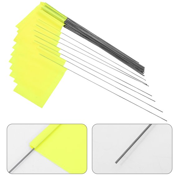 BESTYASH 50Pcs Steel Wire Lawn Flags for Yard Marking Garden Sprinkler and Dog Training