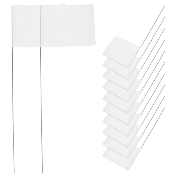 BESTYASH 50Pcs White Lawn Sprinkler Flags with Stable Material and Easy Insert Wooden Poles