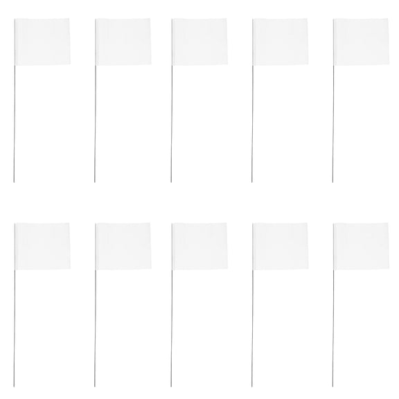 BESTYASH 50Pcs White Outdoor Lawn Flags for Yard Marking and Cable Identification Weatherproof