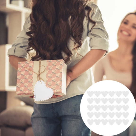 BESTYASH 50Pcs White Paper Hanging Love Shape Cards for Wedding Decor and Photo Display