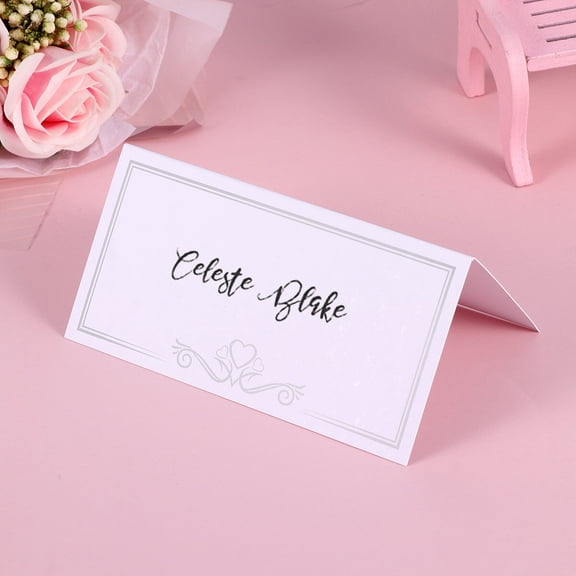 BESTYASH 50Pcs White Seating Signs with Heart Design for Wedding Engagement and Party Tables