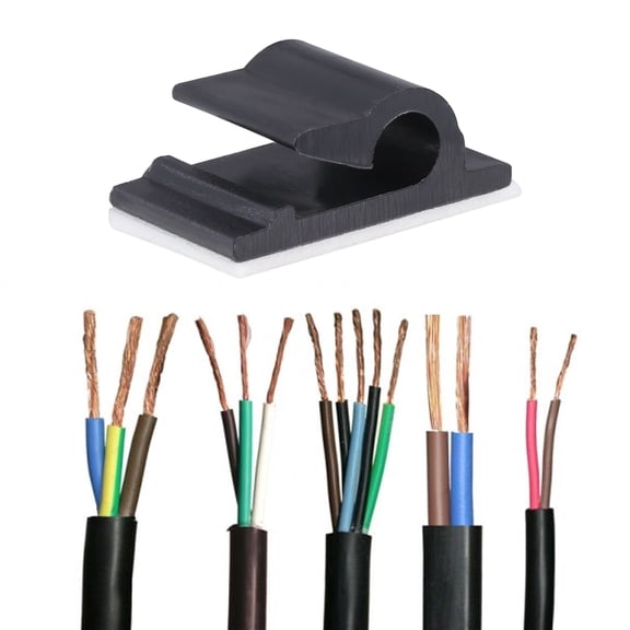 BESTYASH 50Pcs Wire Clamp Cable Organizer with Self Adhesive Tape for Secure Wire and Cord Fixing